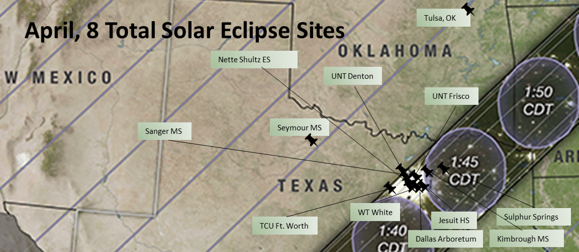 April, 8 Total Solar Eclipse Sites
